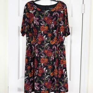 Connected Apparel Popover Floral Dress Size 14W NEW